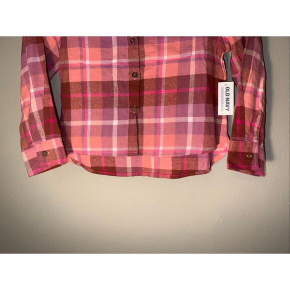 Old navy plaid button up long sleeve S (6-7) NWT #660 - Picture 4 of 7